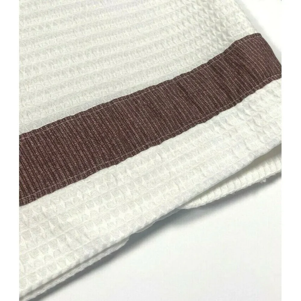 Set 6 Vintage Handmade Curtains Valances Panels Drapes Waffle Weave White Red